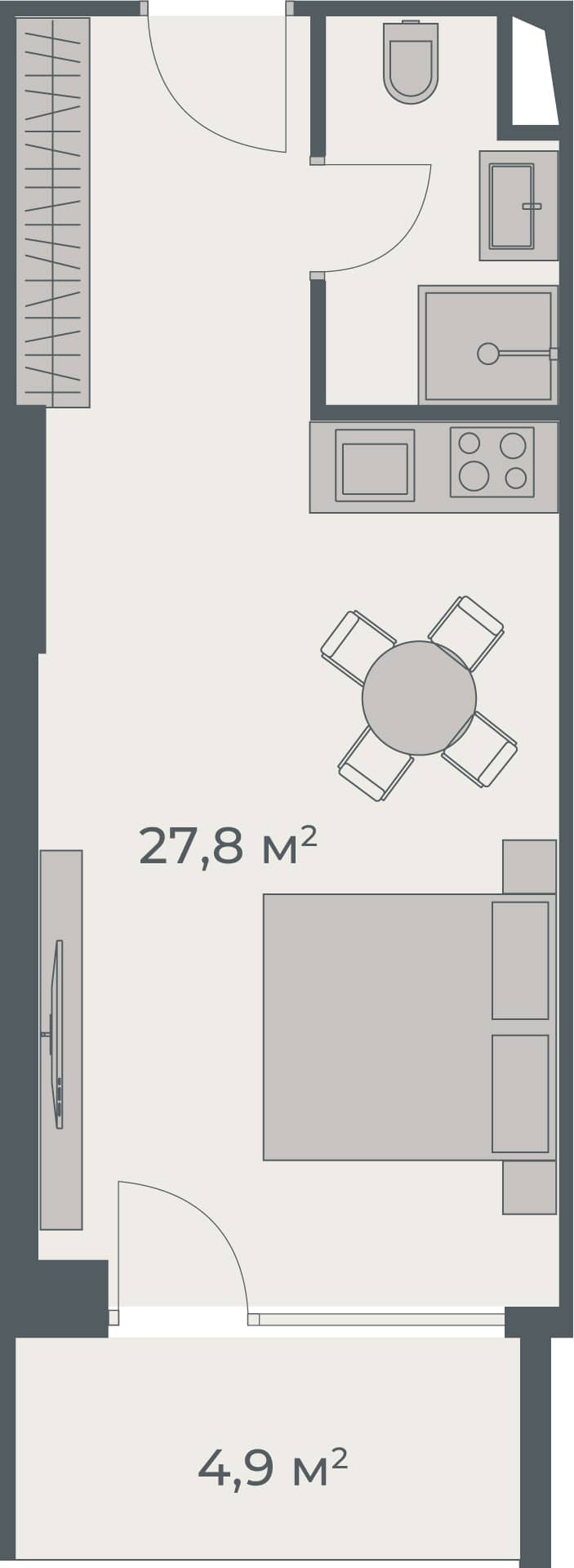 Студия, 32.7 м², 28 этаж в ЖК "One"