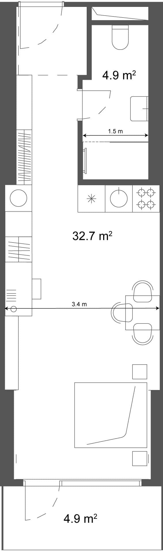 studio, 37.6 m², 26 floor, Ramada Residences in Batumi