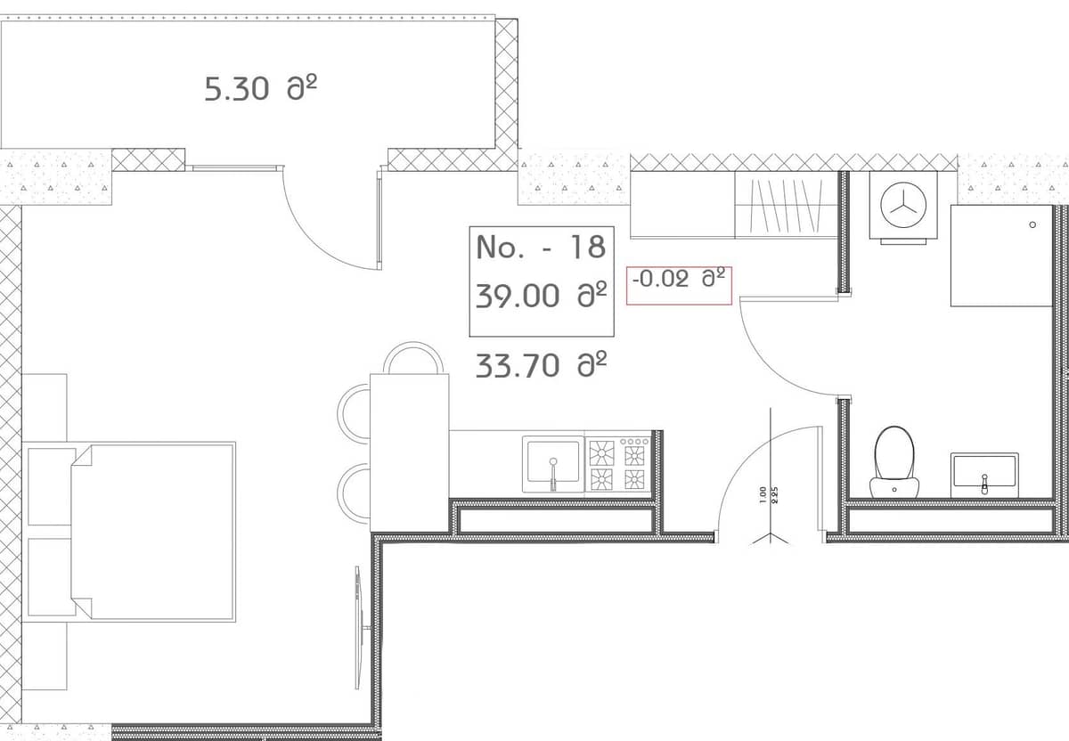 studio, 39 m², 15 floor, Mardi Aquapark Wellness Resort in Batumi