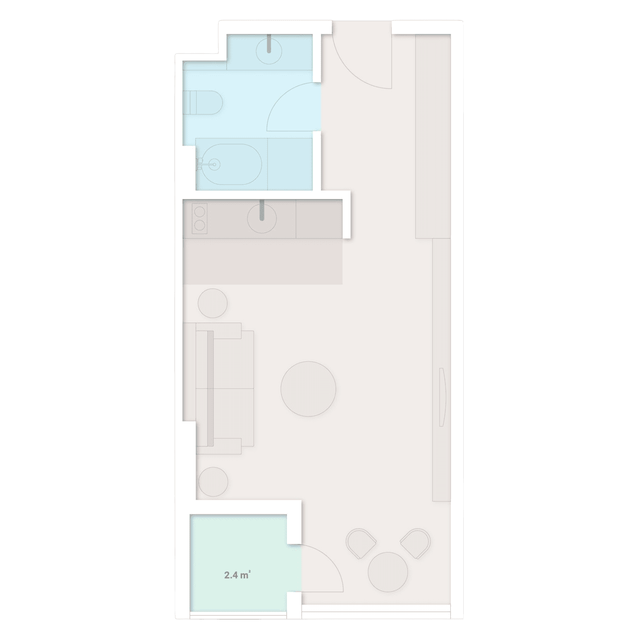 სტუდიო, 35.5 მ², 6 სართული "Tekto Location"-ში