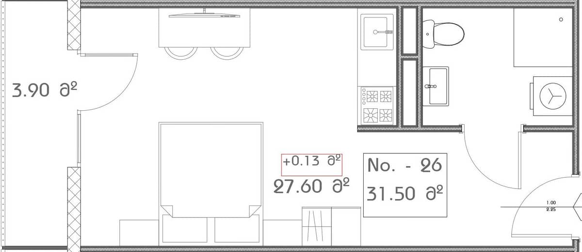 studio, 31.5 m², 16 floor, Mardi Aquapark Wellness Resort in Batumi