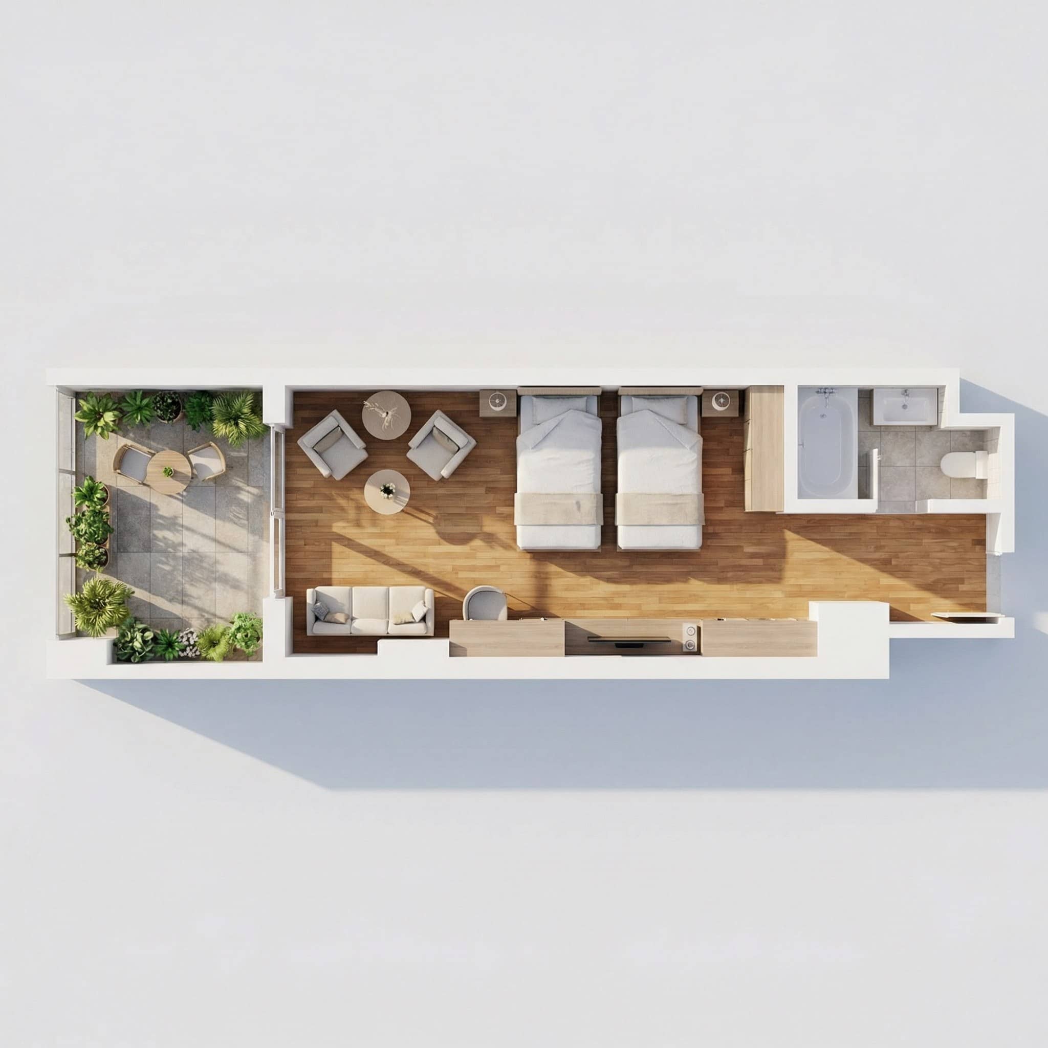 სტუდიო, 39.4 მ², 6 სართული "Pontus Rotana Resort & Spa Gonio"-ში