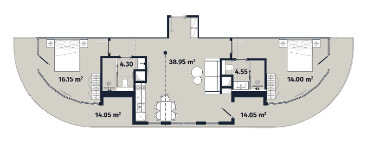 2-bedroom apartment, 106.5 m², 26 floor in "Alliance Renaissance"