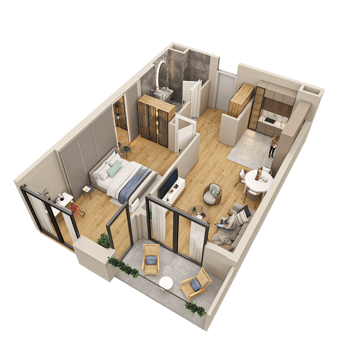 2-bedroom apartment, 52.6 m², 4 floor in "Tekto Location"