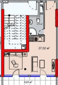 studio, 39.97 m², 28 floor in "Horizons Deluxe"