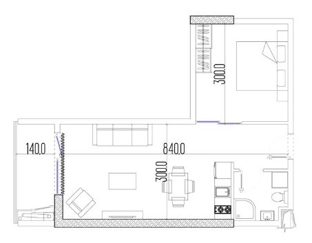 2-bedroom apartment, 40 m², 16 floor, Intourist Residence in Batumi