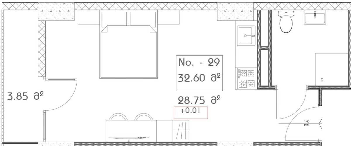 studio, 32.6 m², 15 floor, Mardi Aquapark Wellness Resort in Batumi