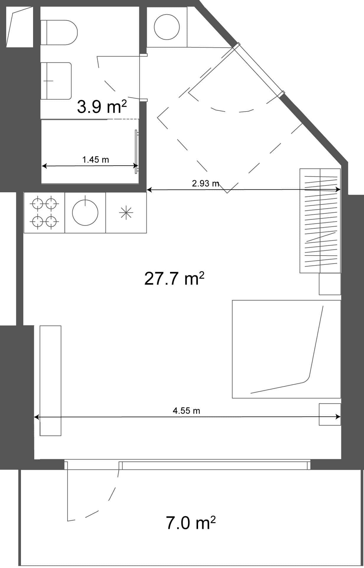 studio, 34.7 m², 29 floor, Ramada Residences in Batumi