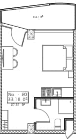 Студия, 33.18 м², 5 этаж в ЖК "Mardi Hills"