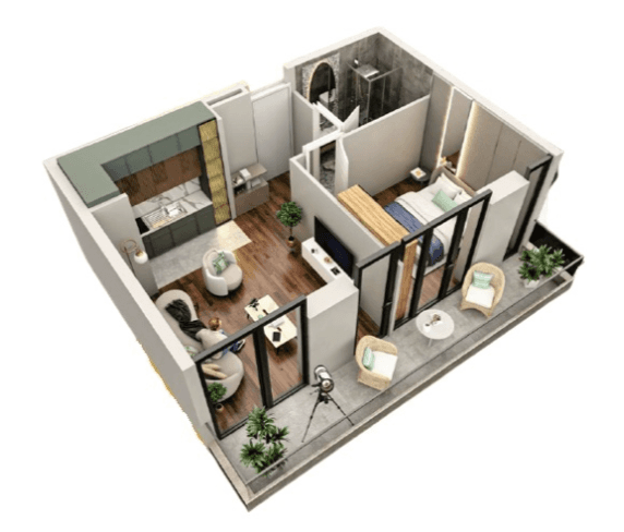 1-bedroom apartment, 47.5 m², 3 floor in "Tekto Rakurs"