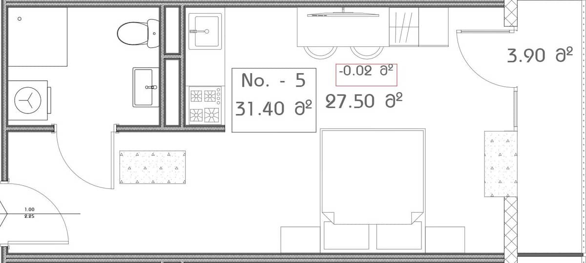 studio, 31.4 m², 14 floor, Mardi Aquapark Wellness Resort in Batumi
