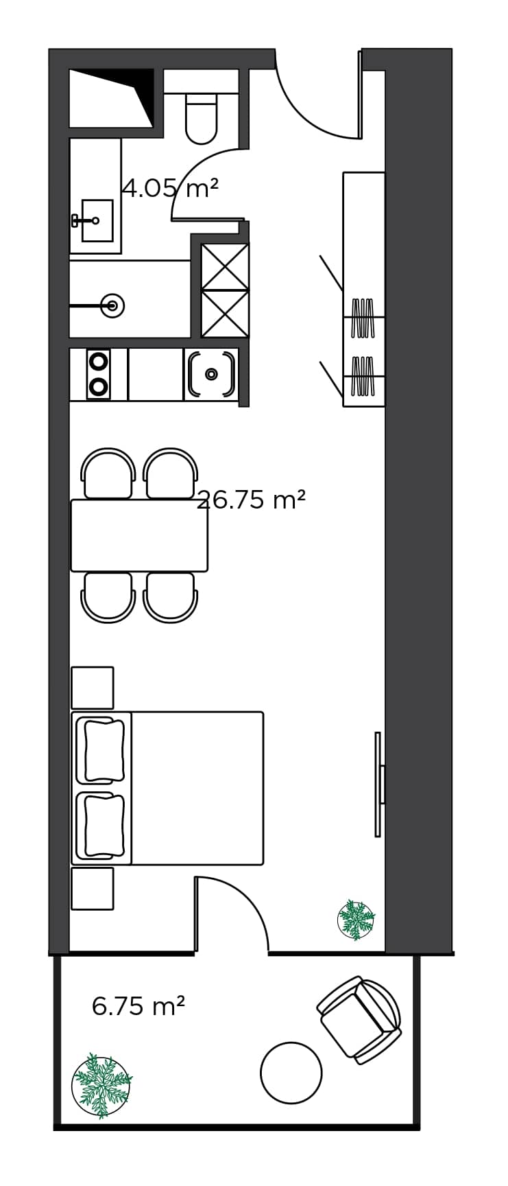 Студия, 37.55 м², 14 этаж в ЖК "Ambassadori Island"