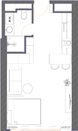 studio, 34.86 m², 35 floor, 7th Heaven Residence in Batumi