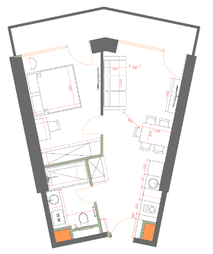 1-комнатная квартира, 49.64 м², 13 этаж в ЖК "7th Heaven Residence"