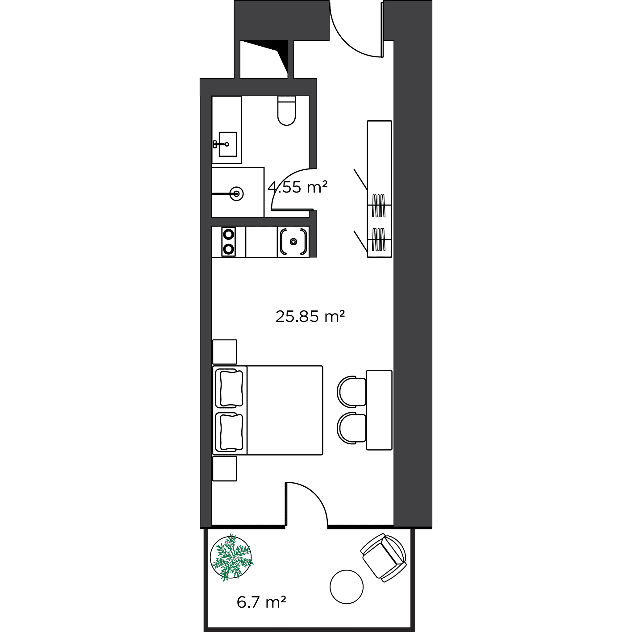 Студия, 37.9 м², этаж 30 в ЖК "Ambassadori Island"