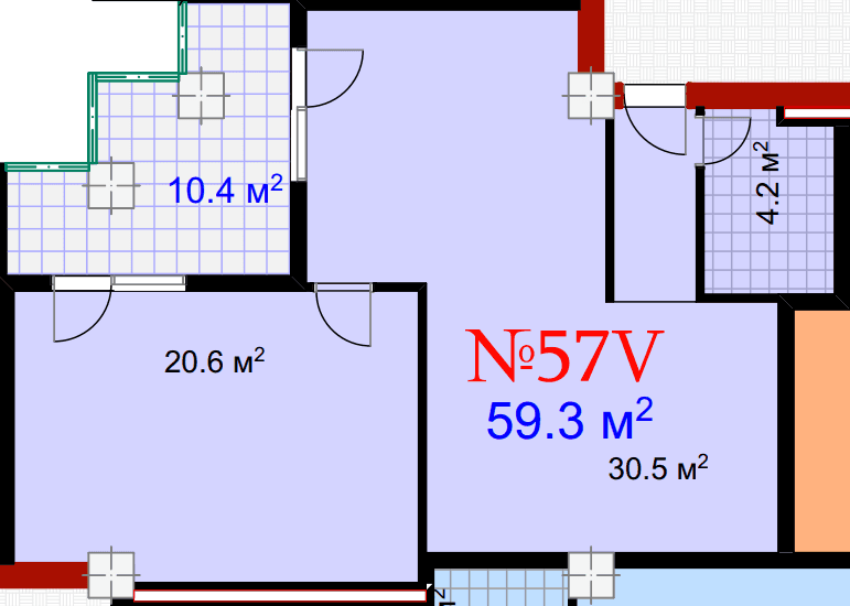 1-bedroom apartment, 69.7 m², 18 floor in "Mardi City Center"