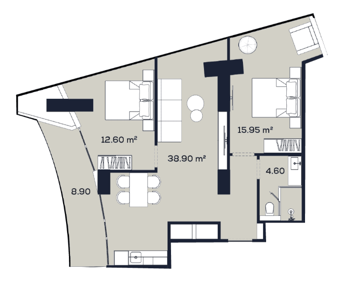 2-bedroom apartment, 80.95 m², 53 floor, Alliance Centropolis in Batumi