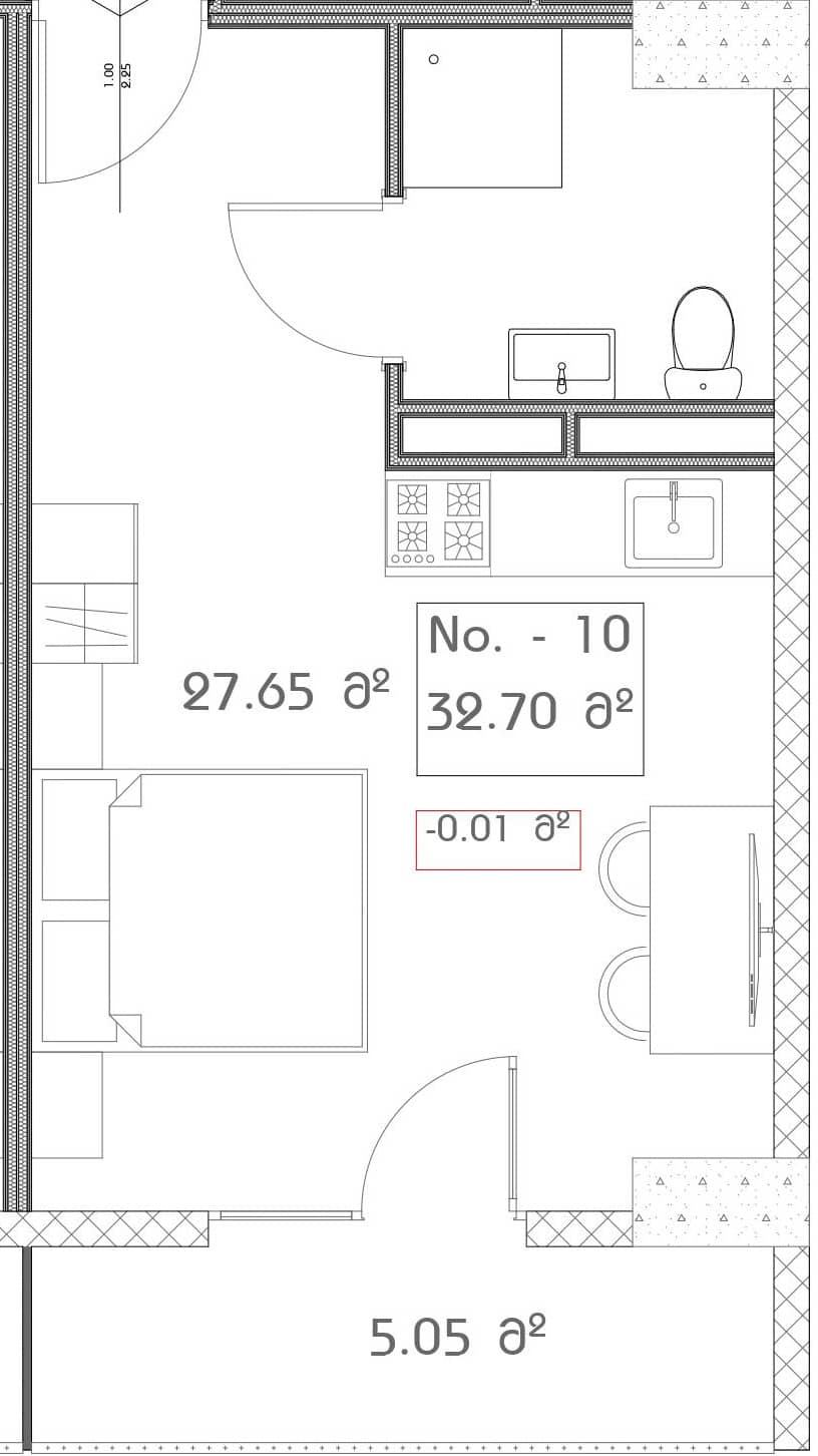 studio, 32.7 m², 13 floor, Mardi Aquapark Wellness Resort in Batumi