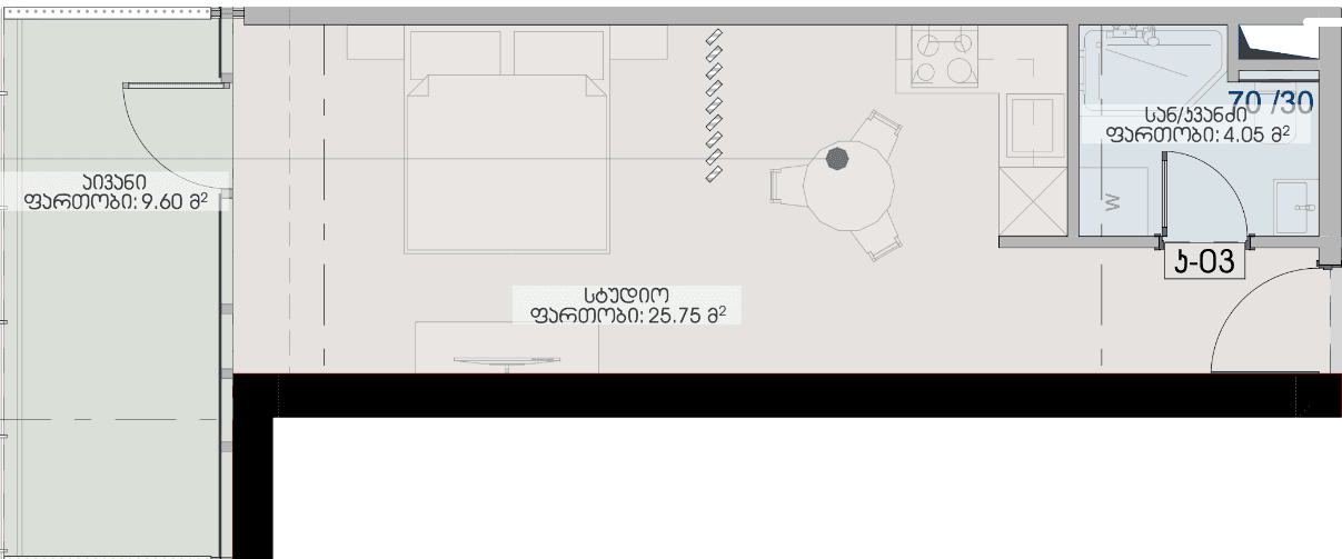 studio, 39.4 m², 16 floor in "Geuz Towers"