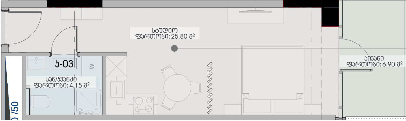 studio, 36.85 m², 24 floor in "Geuz Towers"