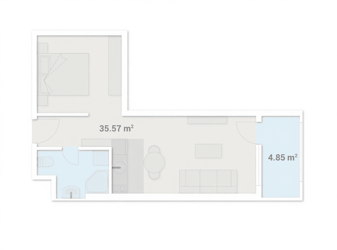 2-комнатная квартира, 40.42 м², 34 этаж в ЖК "Улица Пиросмани, 15"