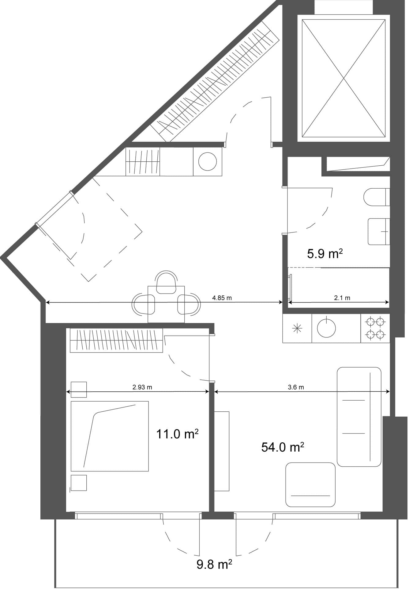 1-комнатная квартира, 63.8 м², 25 этаж в ЖК "Ramada Residences"