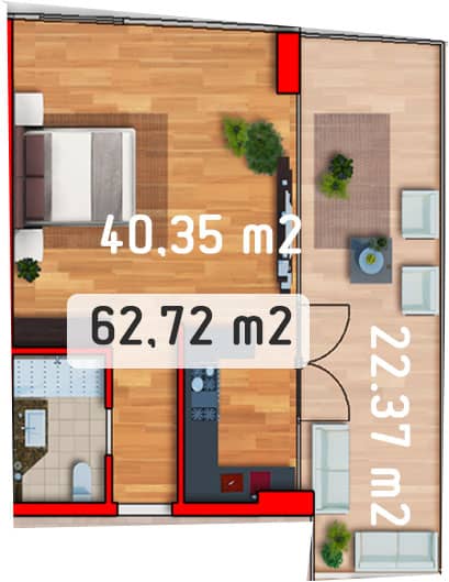 studio, 62.72 m², 13 floor in "Batumi View"