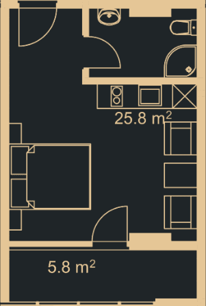 Студия, 30.4 м², 15 этаж в ЖК "Green Side Gonio"