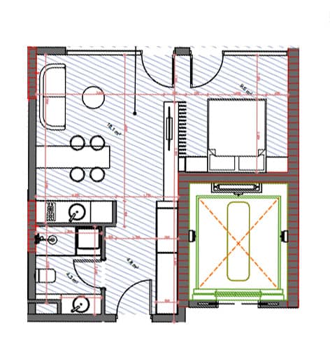 1-bedroom apartment, 52.1 m², 13 floor in "Tekto Location"