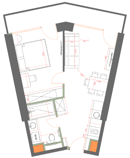 1-bedroom apartment, 49.63 m², 31 floor, 7th Heaven Residence in Batumi