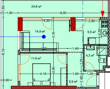 2-bedroom apartment, 71 m², 3 floor in "Lagoon Resort"