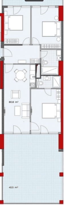 3-bedroom apartment, 135.9 m², 2 floor in "Next White"