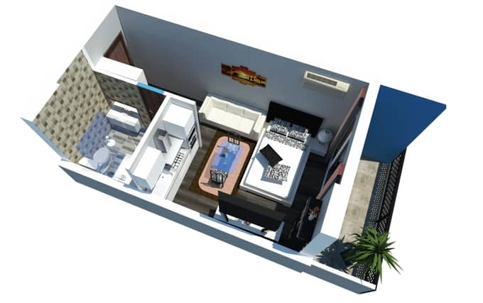 studio, 28.44 m², 12 floor, Green House in Batumi