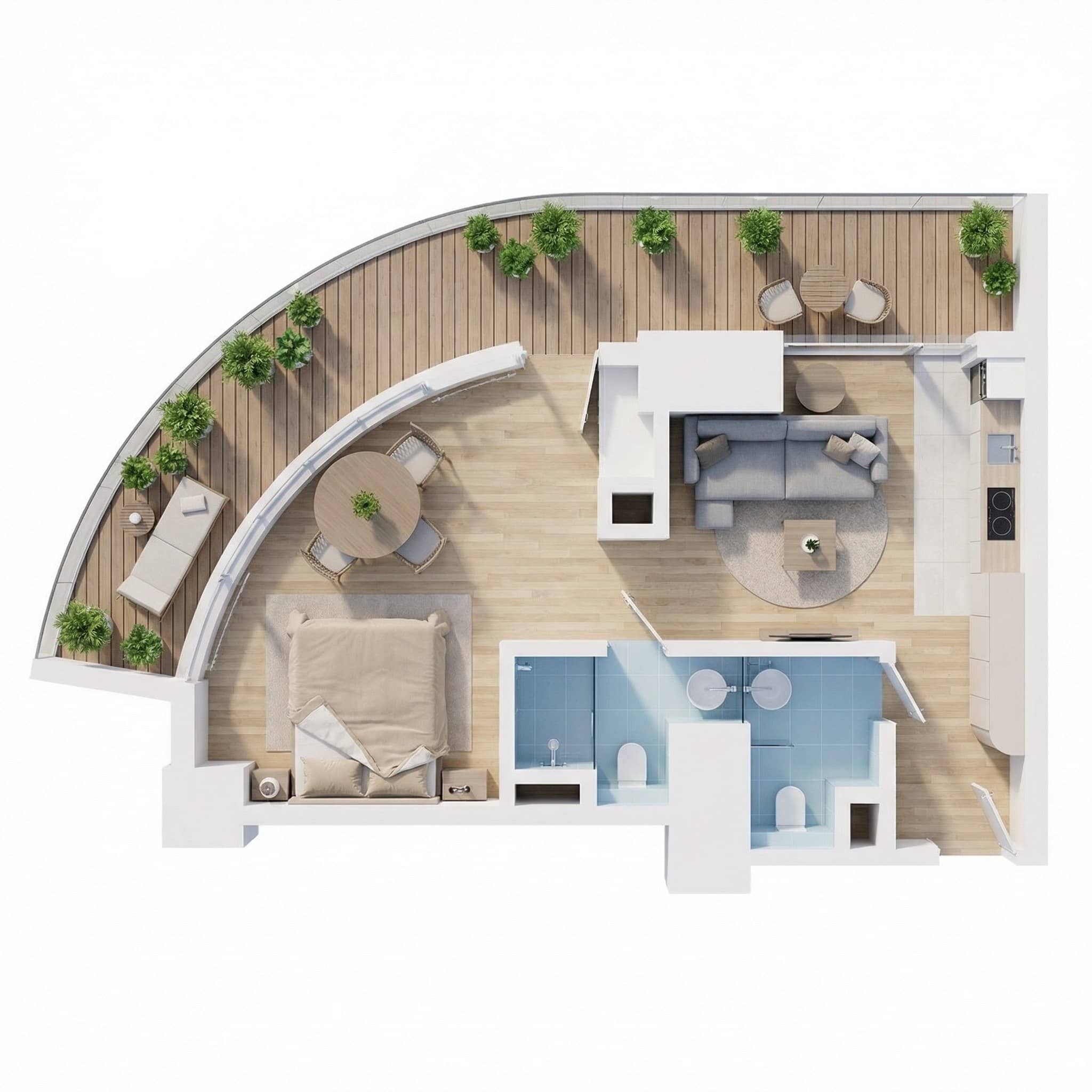 სტუდიო, 59.3 მ², 18 სართული "Pontus Rotana Resort & Spa Gonio"-ში