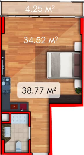 studio, 38.77 m², 10 floor in "Batumi View"