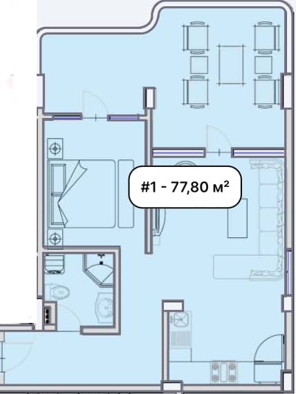 2-bedroom apartment, 77.8 m², 1 floor, Elite Family Residence in Batumi