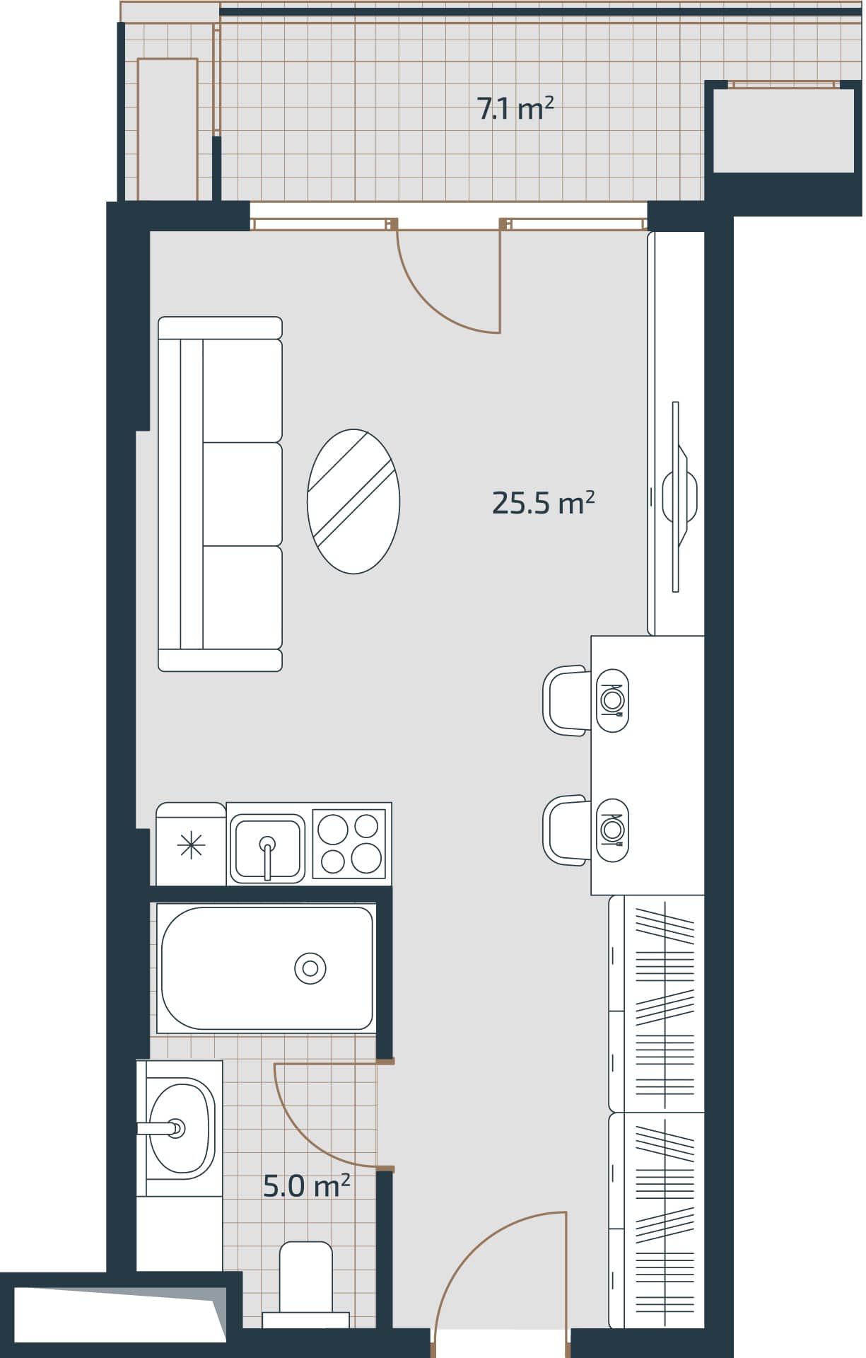 studio, 37.6 m², 25 floor, Artex Parkline in Batumi