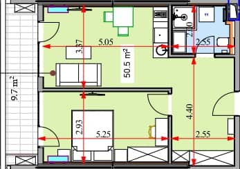 1-комнатная квартира, 60.2 м², 26 этаж в ЖК "Real Palace Blue"