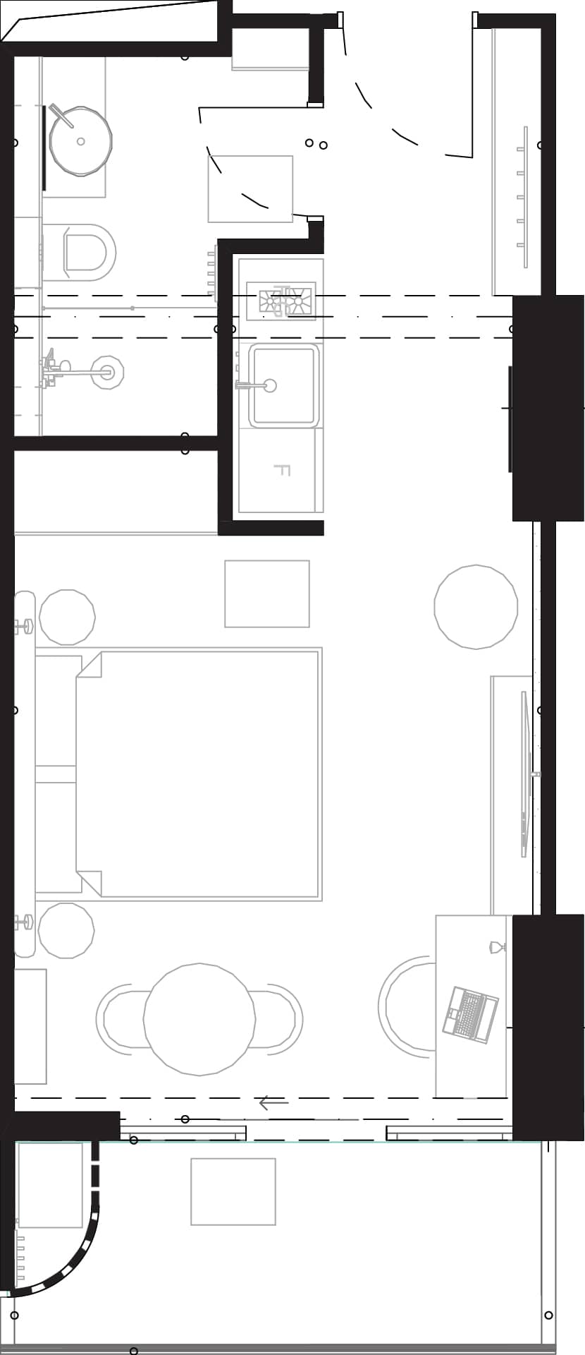 1-bedroom apartment, 35 m², 15 floor, Montemar in Batumi