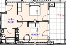 1-комнатная квартира, 64.1 м², 5 этаж в ЖК "Aquapark Residence"