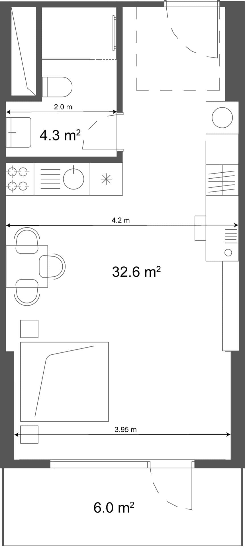 Студия, 38.6 м², этаж 37 в ЖК "Ramada Residences"