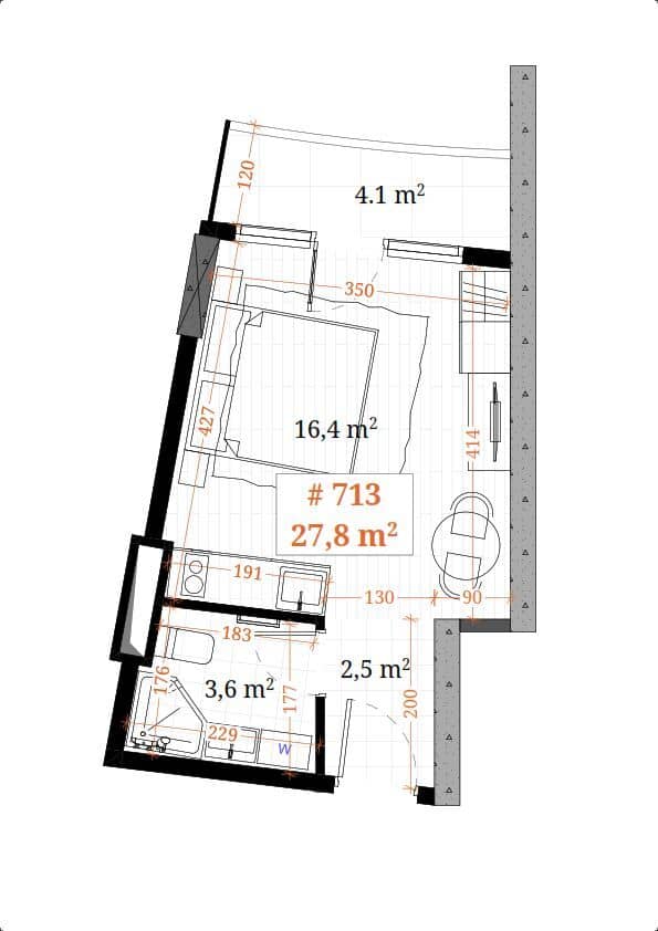 Студия, 27.8 м², 15 этаж в ЖК "White Sails"