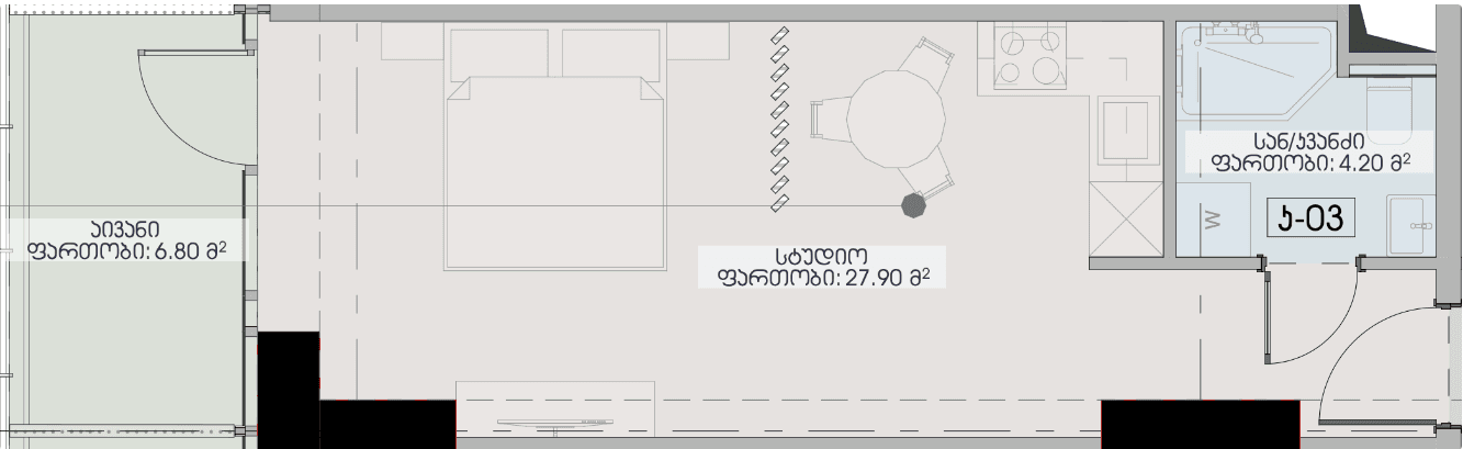 Студия, 38.9 м², 10 этаж в ЖК "Geuz Towers"