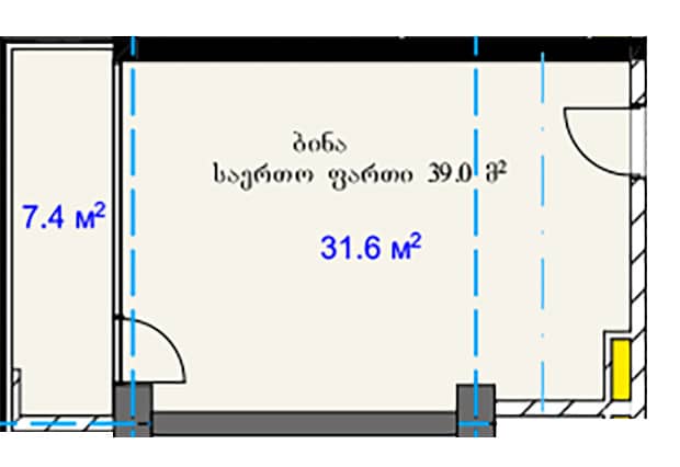 studio, 39 m², 19 floor, A.Sector Megobroba in Batumi