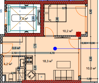 1-bedroom apartment, 47 m², 4 floor in "Lagoon Resort"