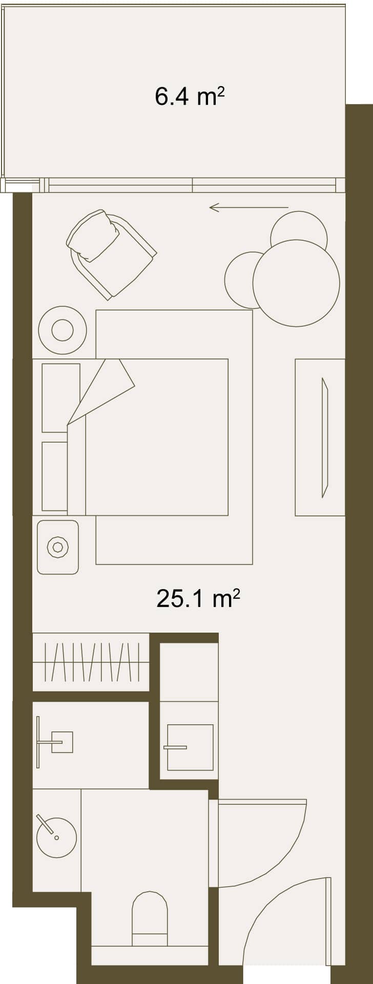 სტუდიო, 31.5 მ², სართული 11 -ში "NEXT GARDENS"