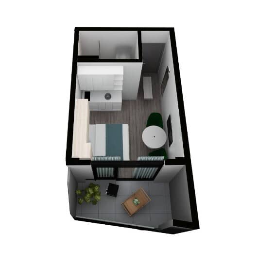 studio, 27.3 m², 4 floor, Green Side Gonio in Batumi