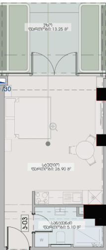 studio, 45.35 m², 4 floor, Geuz Towers in Batumi