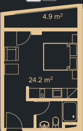studio, 28.3 m², 6 floor in "Green Side Gonio"
