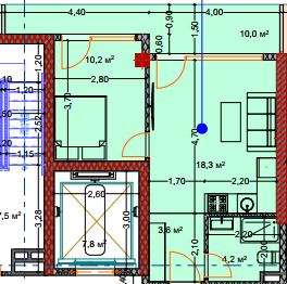 1-bedroom apartment, 48.1 m², 3 floor in "Lagoon Resort"